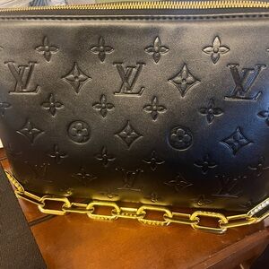 Black Designer Shoulder Bag with Gold Chain
26 width 
20 highest